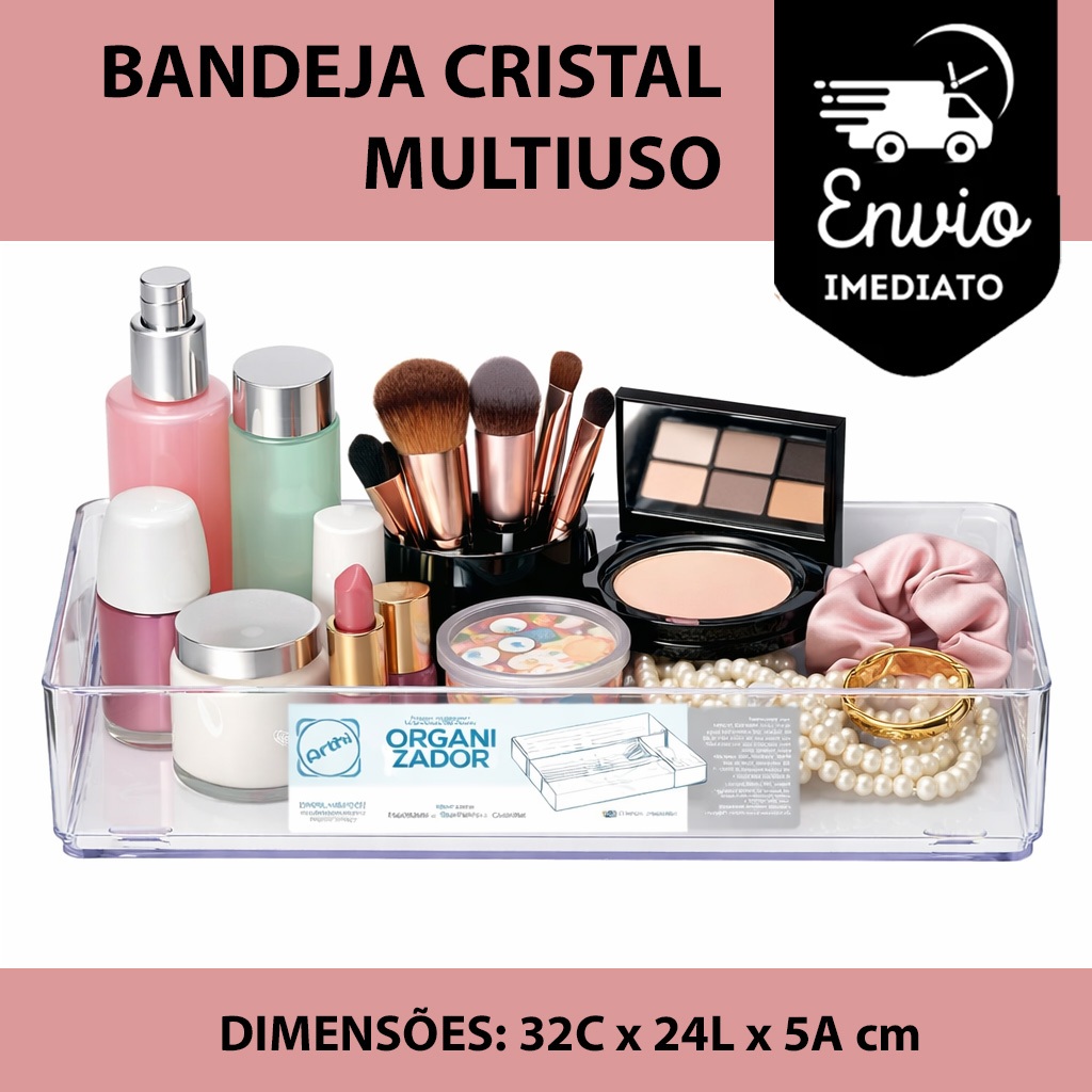 Bandeja Organizadora Cristal Multiuso  3,2 L – PS Cristal | 32x24x5 cm