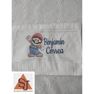 Toalha Mão Bordada Mario Bros e Personalizada com Nome em Oferta na Shopee