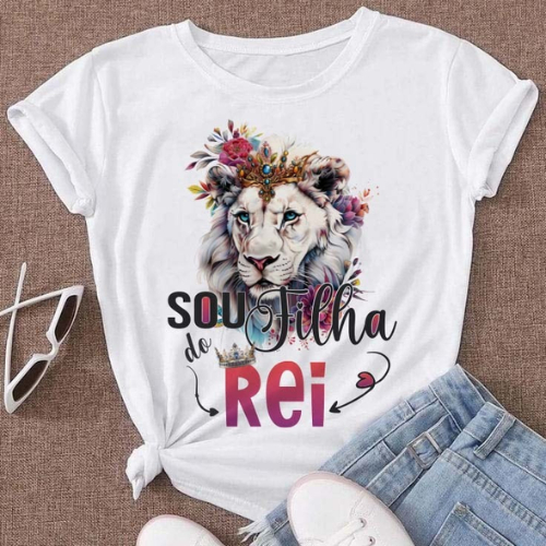 T-shirt Camiseta Feminina Blusa Cristã Religiosa Estampada 100%Algodão Varias Estampas Lançamento