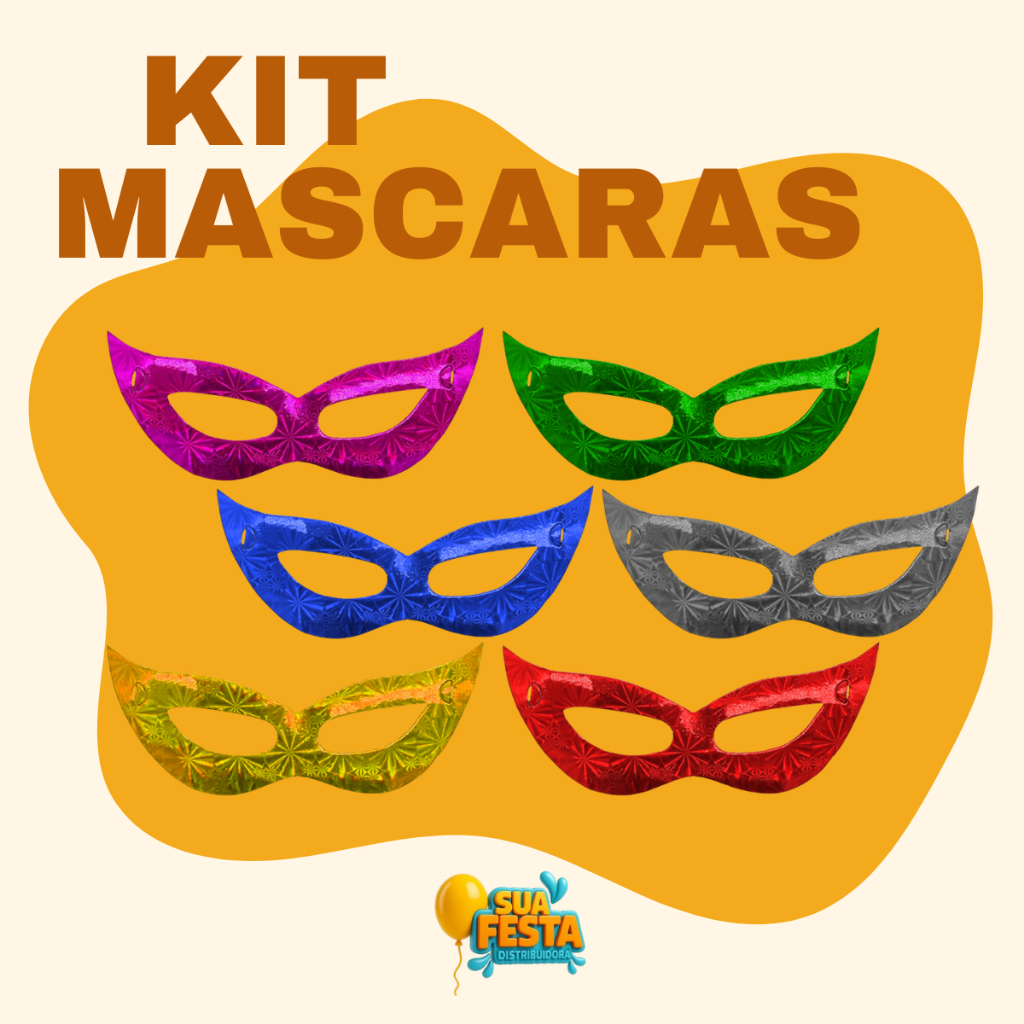 Kit 100 Mascaras Holográficas Carnaval Folia Festas Bloquinho Fantasia Leve Confortável em Oferta na Shopee