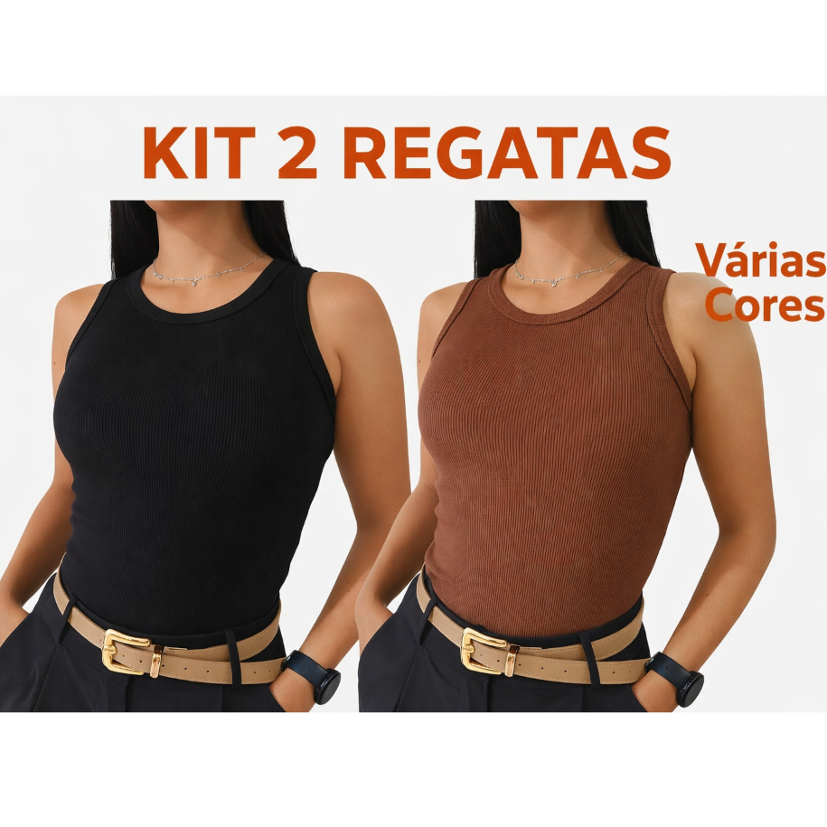 Blusas Regatas Feminina Canelada Camisa Estilo Blogueirinha Confortável Alta Elasticidade Moda Casual