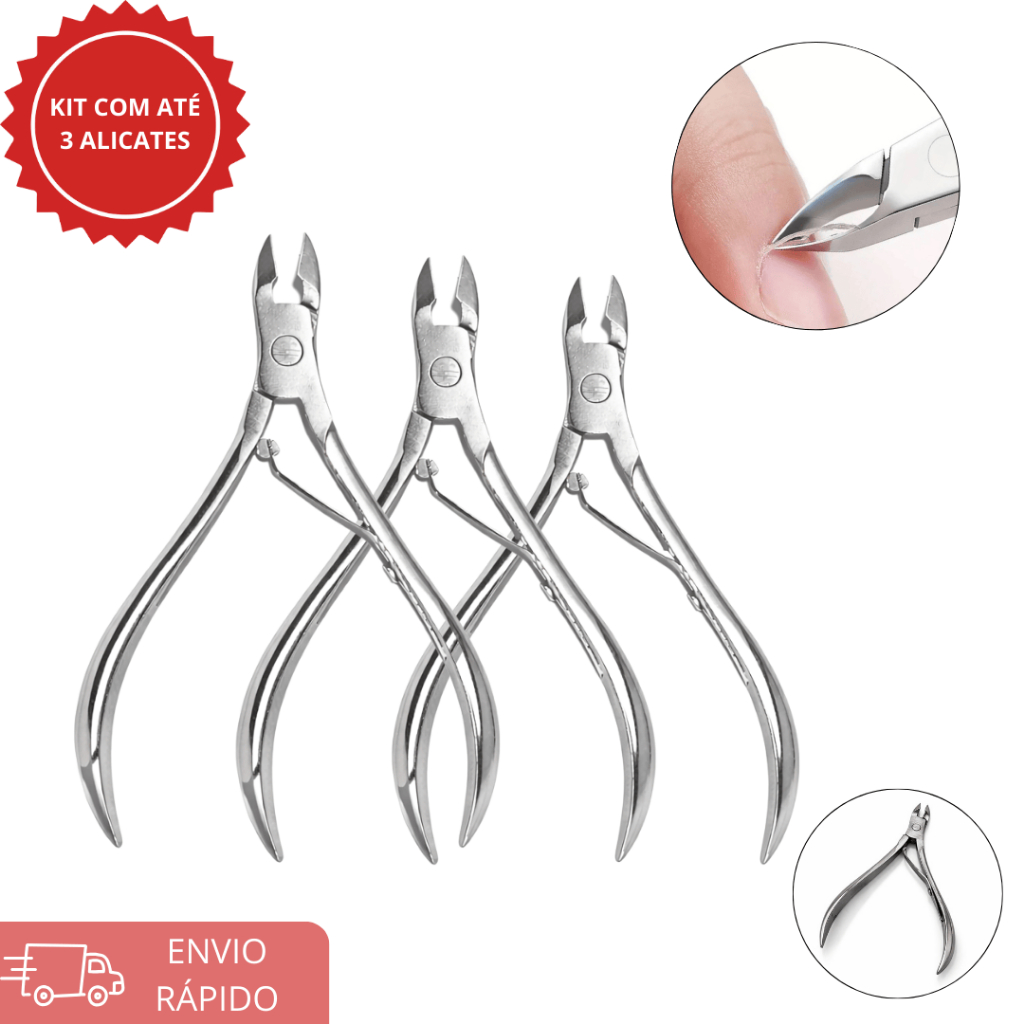 Kit 1/2/3 Alicates Removedores de Cutícula Profissional | Manicure Pedicure | Aço Inoxidável