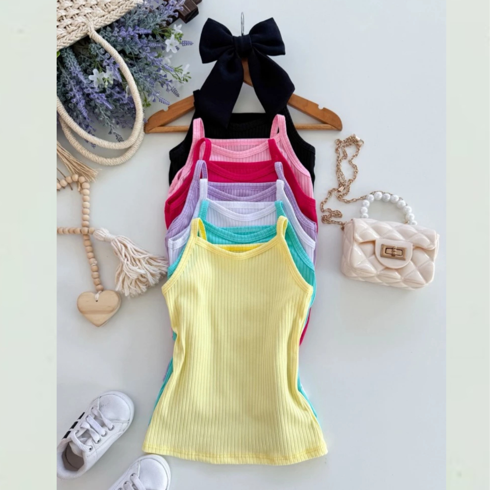 Kit 4 Blusas T shirt Feminina Infantil  Tshirt Cores Lisas PARA VERÃO