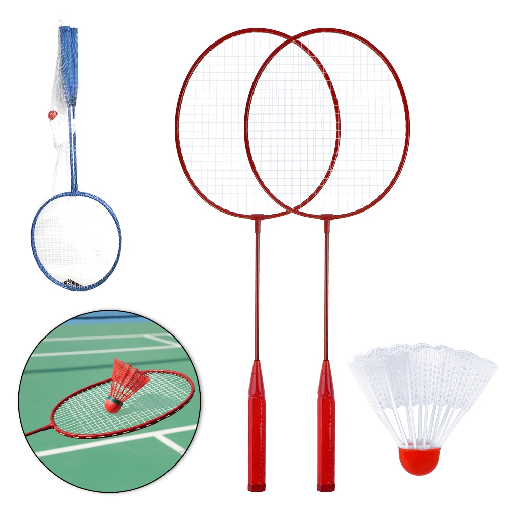 Kit Badminton Com 2 Raquetes + 2 Petecas Equipamento De atividade Esportivo Na bolsa