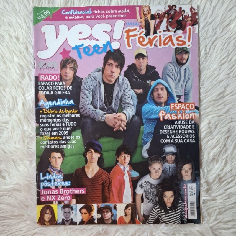 Revista Yes! Teen Férias Nx Zero -Jonas Brothers,Miley Cyrus,Fresno,Dulce María, Camp Rock, Anahí, Christopher Uckermann