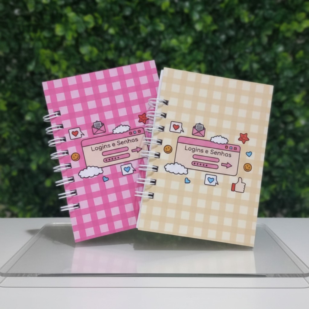 Caderno de Login e Senha A6 | Organizador de Senhas | Capa Dura | 50 Folhas | Cabe na Bolsa