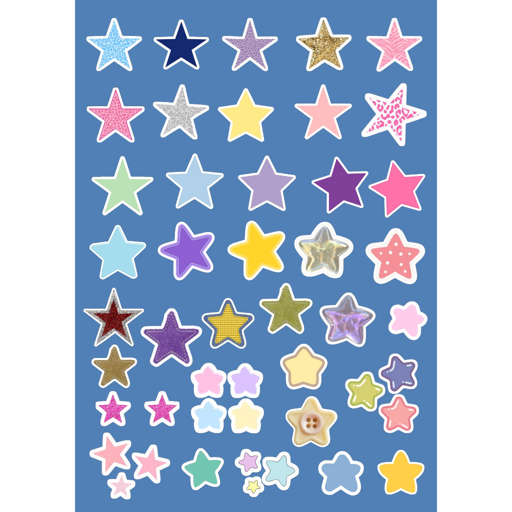 Kit 46 Adesivos Estrelas –Impressos em Papel Adesivo para Journal, Aesthetic e Scrapbook em Oferta na Shopee