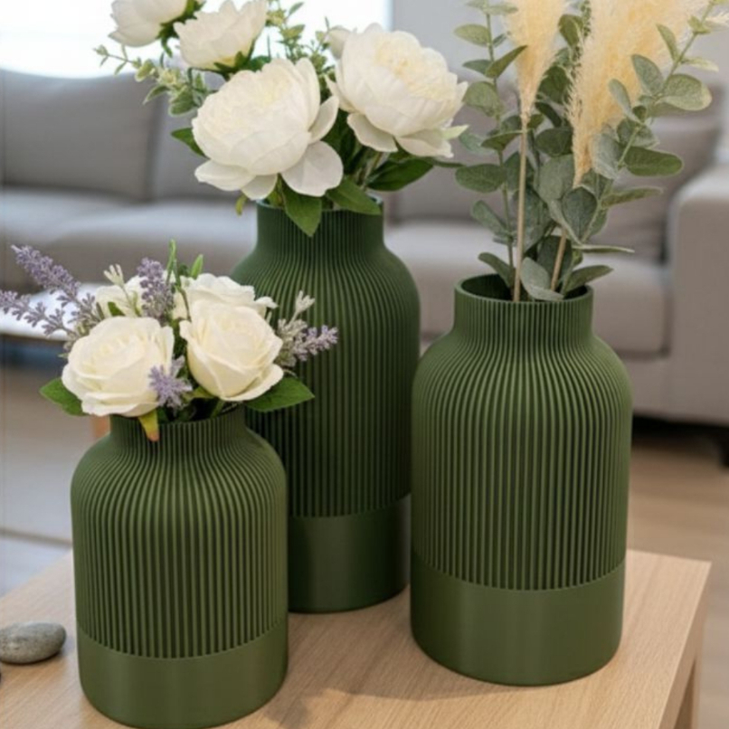 Kit com 3 Vasos Decorativos Cachepot - Impressão 3D.