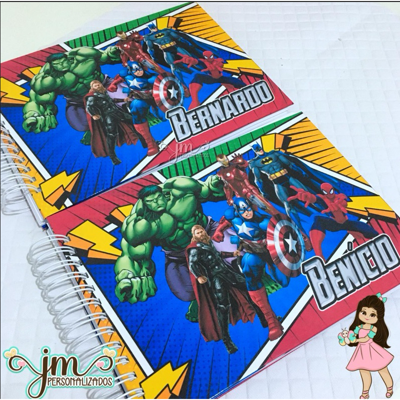 01 Caderno Meia Pauta Personalizado 96f. + 02 Cadernos Desenho 50f. - ESCOLHA SEU TEMA | Caderno | Meia Pauta | Pautado