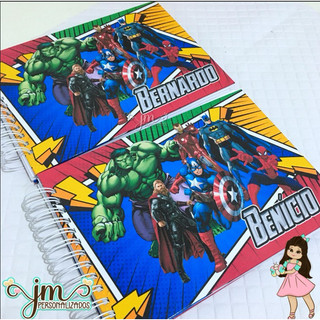 01 Caderno Meia Pauta Personalizado 96f. + 02 Cadernos Desenho 50f. - ESCOLHA SEU TEMA | Caderno | Meia Pauta | Pautado
