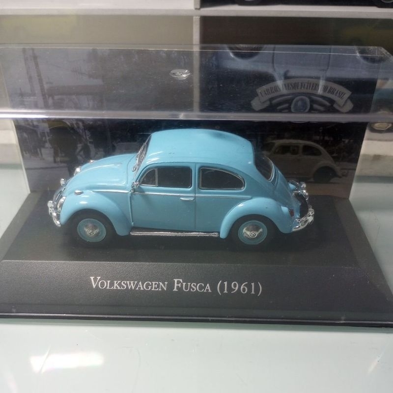 Miniatura Coleção Carros Inesquecíveis do Brasil Volkswagen Fusca 1961 Raro Lindo Top Presente Amantes e Colecionadores