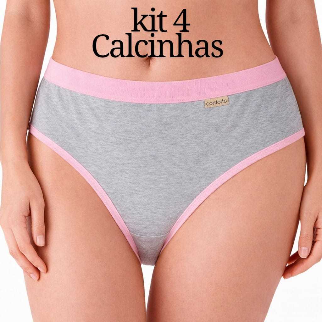 Kit 4 Calcinhas Tanga Clássica Algodão Cintura Alta - Conforto em Oferta na Shopee
