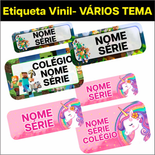 100/50 Etiquetas Escolar Adesivo Vinil Personalizada APROVA D' Água VARIOS TEMAS em Oferta na Shopee