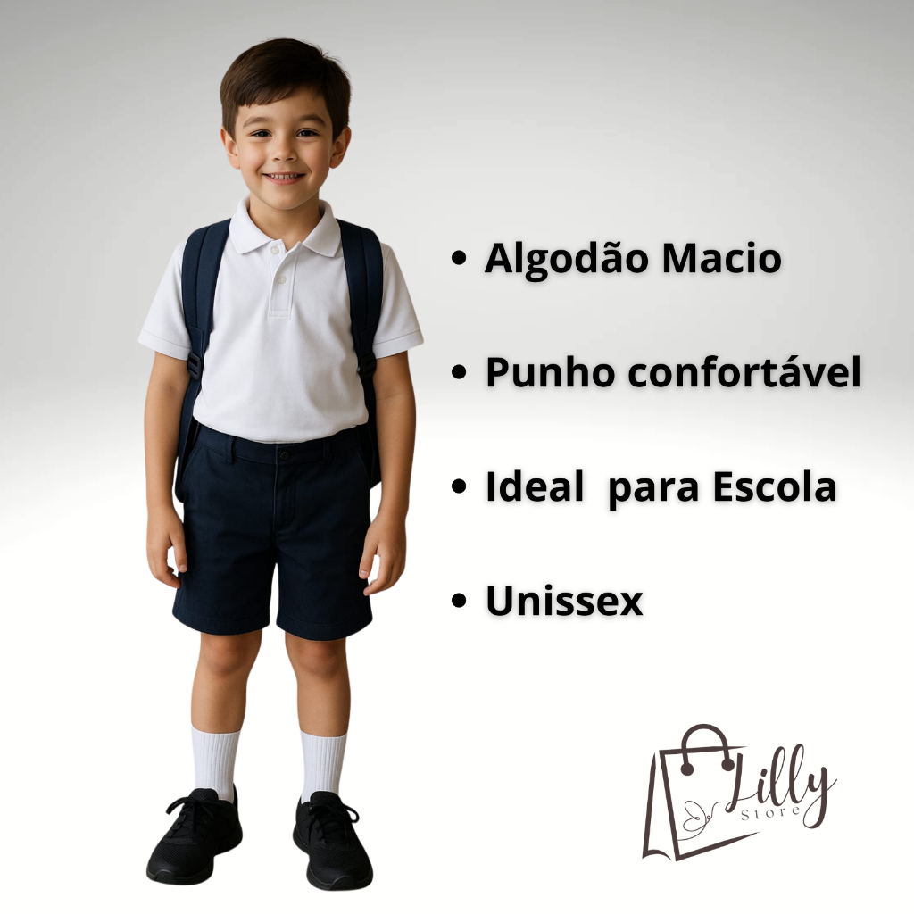 Kit Meias Branca Escolar Menino ou Menina Unissex Cano Médio  Macia e Confortável