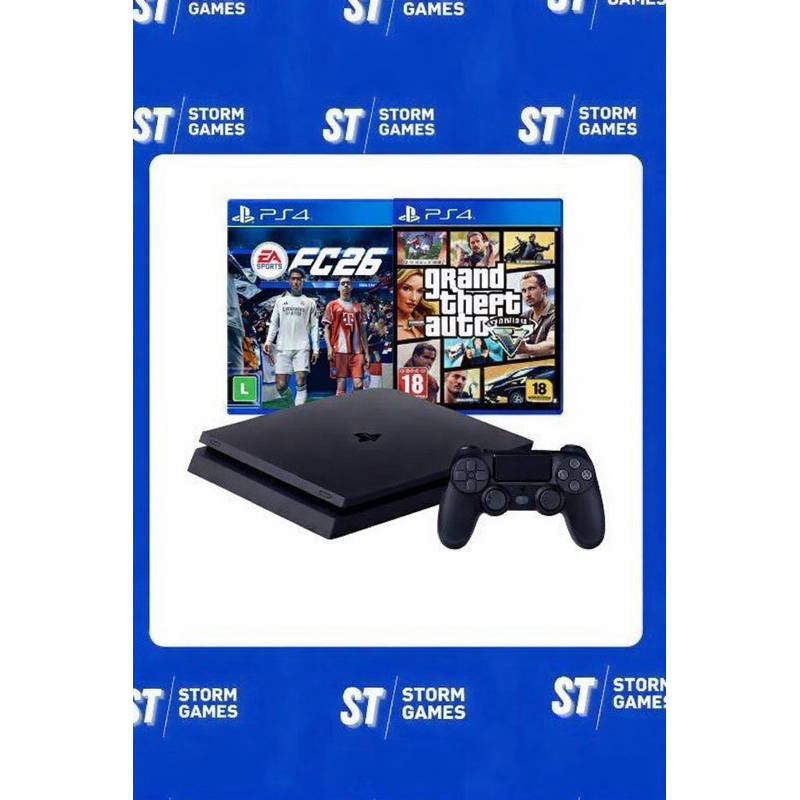 PS4 SLIM/ PRO/ FAT SEMINOVO+GTA 5 OU FC 26 BRINDE em Oferta na Shopee