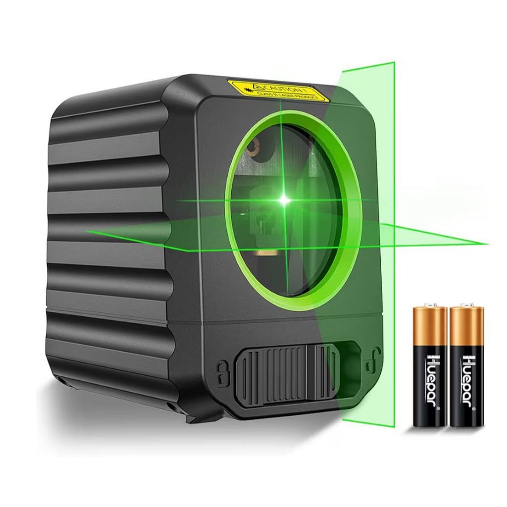 Huepar Nível laser de 25 m, automático com linha cruzada de feixe verde, vertical e horizontal, nível laser de alinhamen