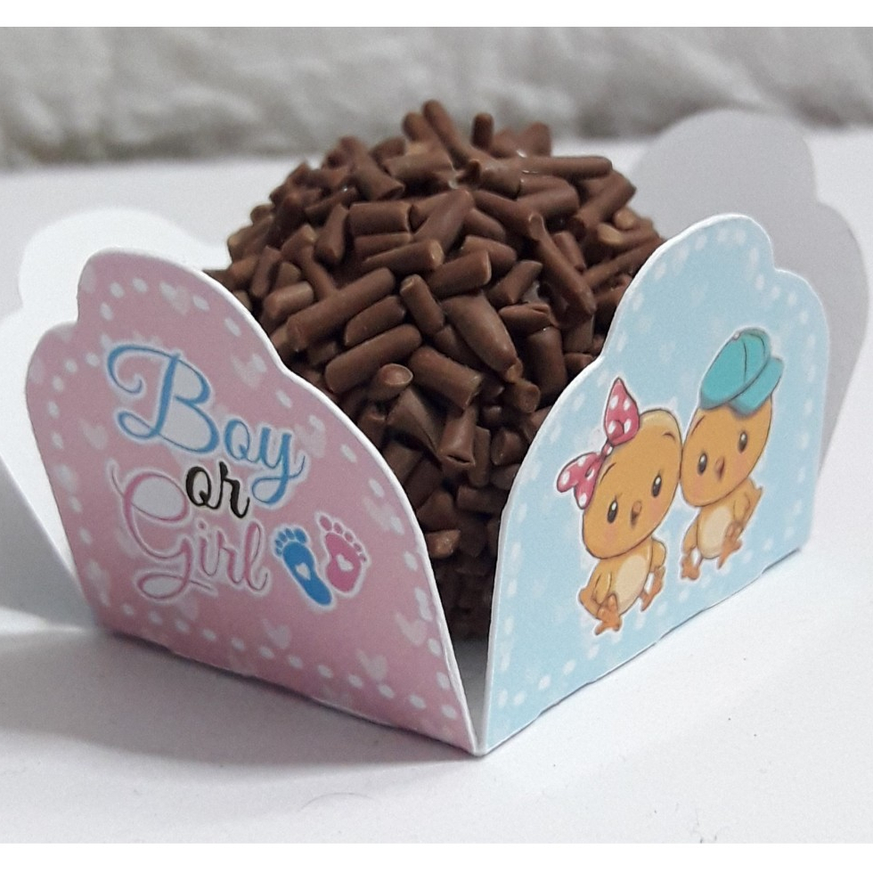 Forminhas personalizadas / Forminhas para docinho / Forminhas de Brigadeiro  Chá  revelação dos Pintinhos