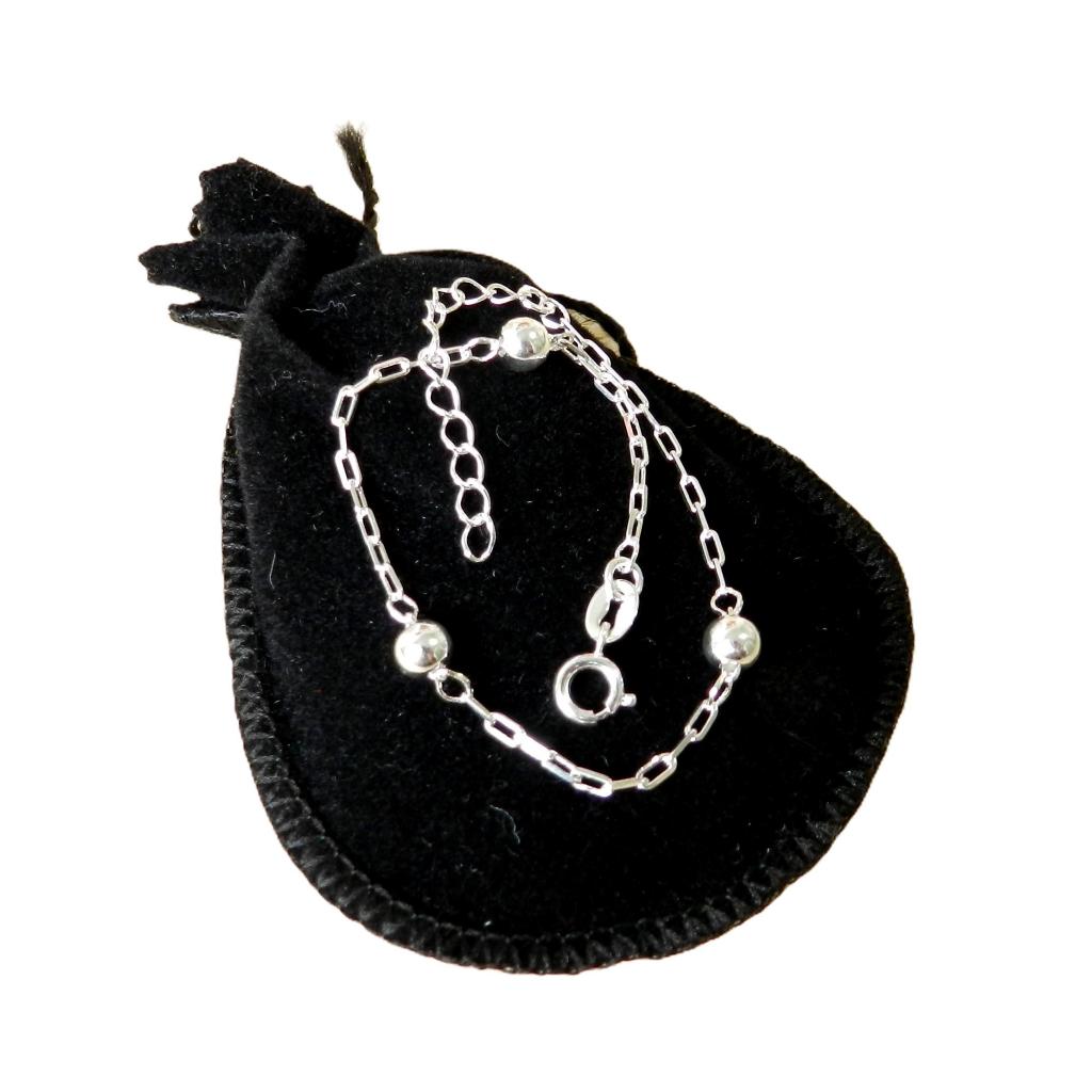 Pulseira Feminina 17/20cm Bolinha 5mm Folheada Prata PL519