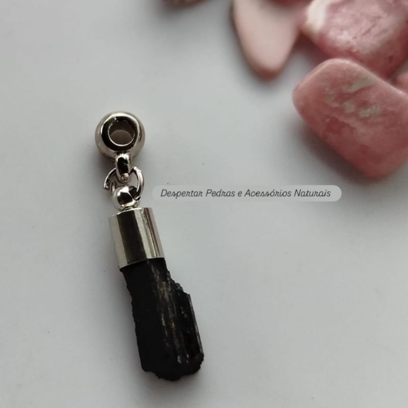 Berloque em Turmalina Negra, Pedra Natural estilo e energia em pulseiras berloques