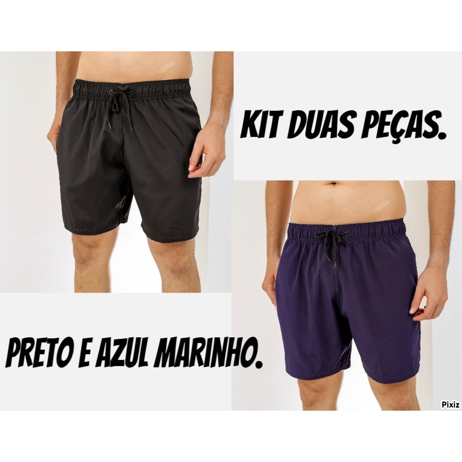 Kit com 2 shorts elastano masculino ideal para academia, caminhada, praia e piscina.