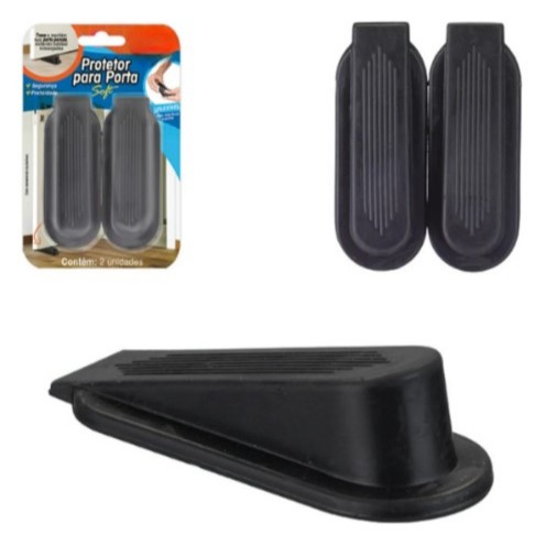 Protetor de Porta / Trava porta de Borracha Flexível Art House Kit 2 Unidades Antibatida para Porta e Vidro