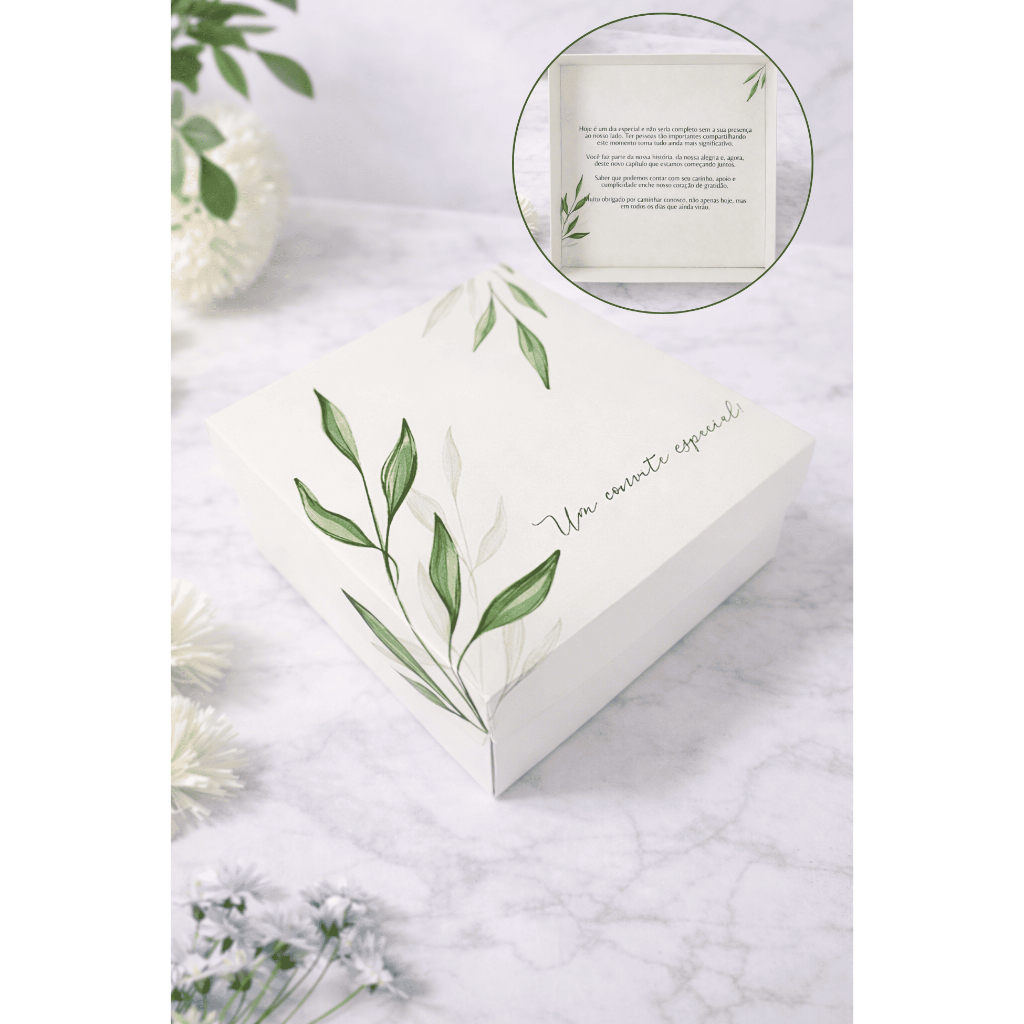 Caixa Personalizada Convite Padrinhos de Casamento - Envio imediato / Verde Oliva