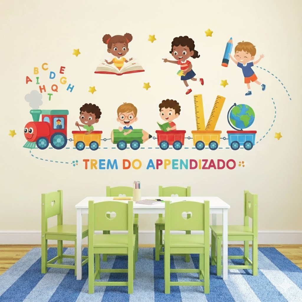 Adesivo De Parede Infantil Crianças Escola em Oferta na Shopee
