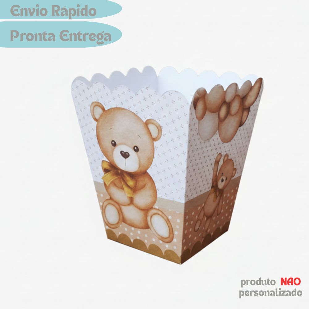 10 A 30 Cachepô CHA REVELAÇAO URSINHO DOURADO - Caixinhas para decoração festa infantil - Pegue e Monte- cachepot