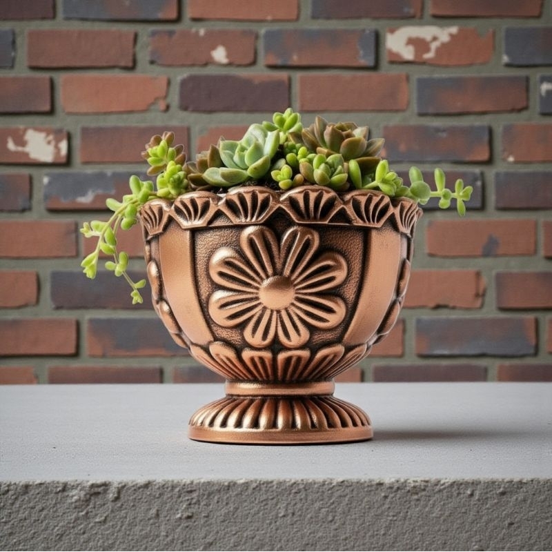 vaso taça cachepot flores artificiais em gesso decoração vintage clássico retrô ambientes.