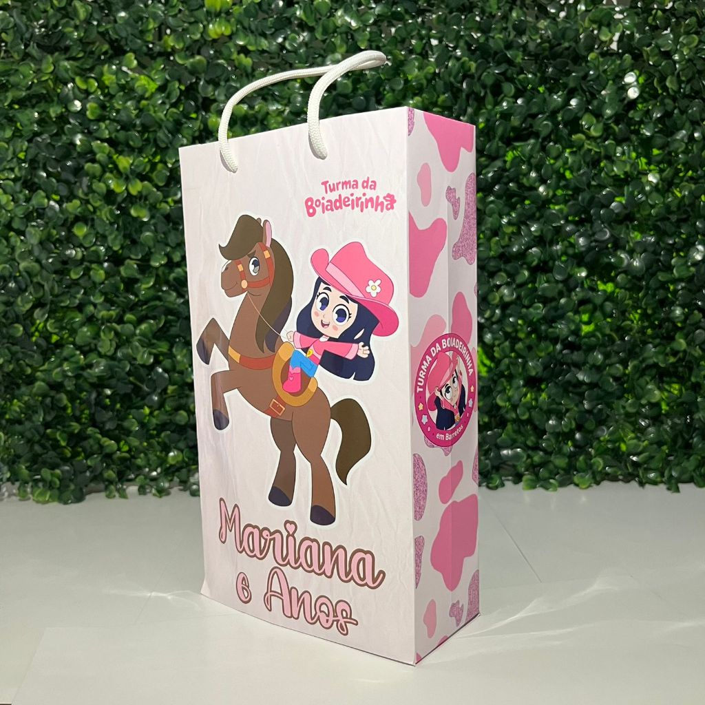 Sacolinha Personalizada Turma da Boiadeirinha Cowgirl Fazendinha Menina Lembrancinha de Aniversário PEGUE E MONTE