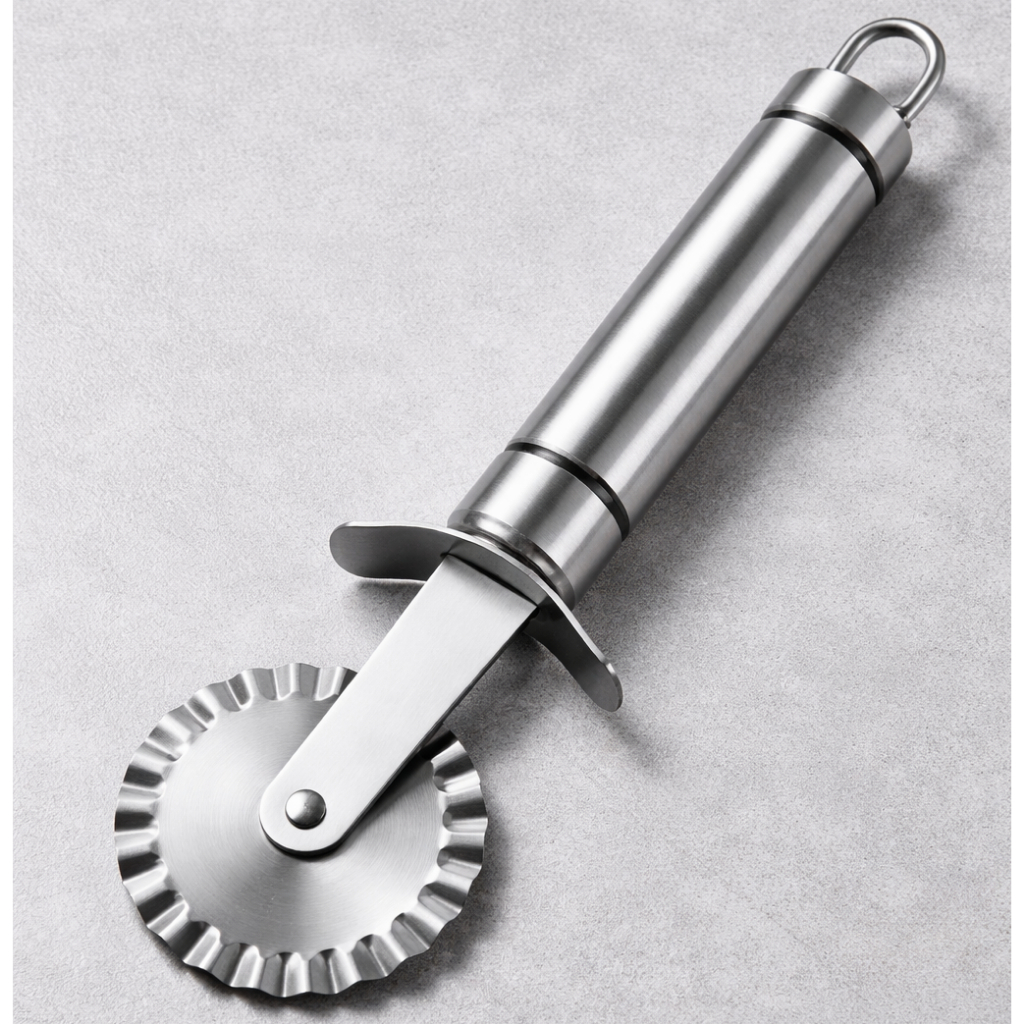 Cortador Carretilha Fechador Em Aço Inox Lisa De Cortar Massas Pastel Pizzas 20cm