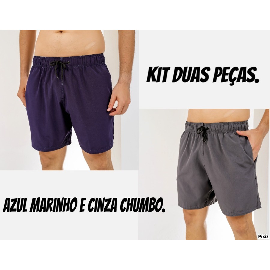 Kit com 2 shorts elastano masculino ideal para academia, caminhada, praia e piscina.
