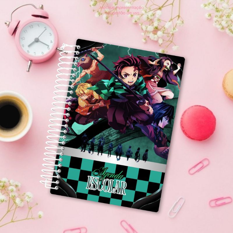 Agenda escolar personalizada Demon Slayer Kimetsu no Yaiba, caderno anime