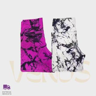 Kit 2 Shorts Marmorizado Fitness Academia Zero Transparencia Cintura Alta Meia Coxa Feminino Tie Dye em Oferta na Shopee