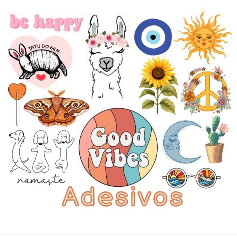25/50/100 Figuras Adesivas| Good Vibes para journal ou laptop em Oferta na Shopee
