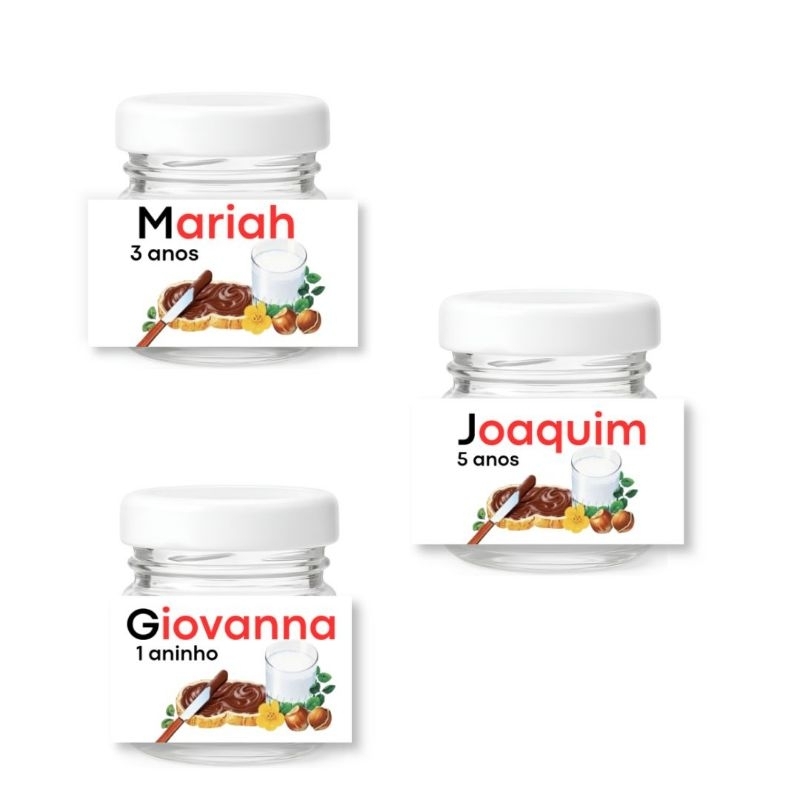 Rótulos Adesivos Personalizados Para Potinho de Papinha 40ml Tema Nutella