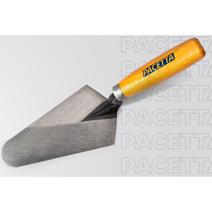 Colher de Pedreiro Pacetta Canto Vivo 6 ou 10" - Aço Forjado Inteiriço Profissional Cabo Madeira - Ferramenta