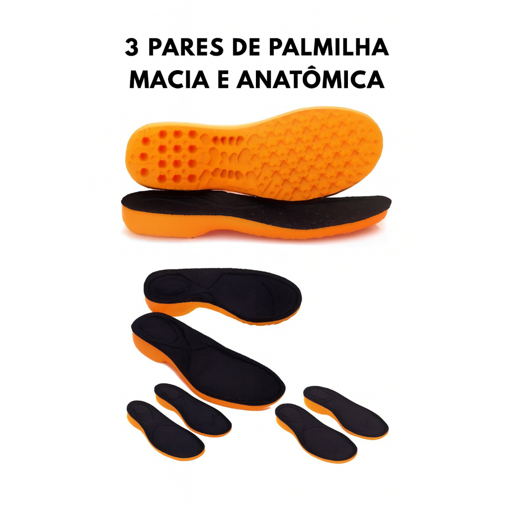Kit de 3 pares PALMILHA GEL P.U ORTOPÉDICA ANATOMICA PARA VARIAS HORAS DE TRABALHO ENVIO IMEDIATO