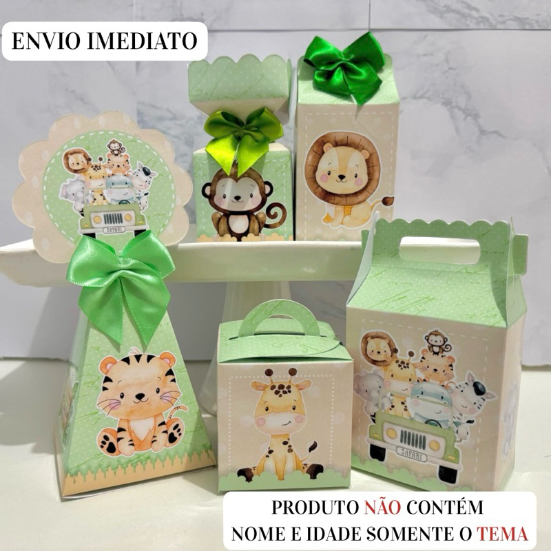 Caixinhas Personalizadas Safari Masculino \ Festa \ Lembrancinha\Aniversário\Pegue e Monte \Mimo\Pronta Entrega