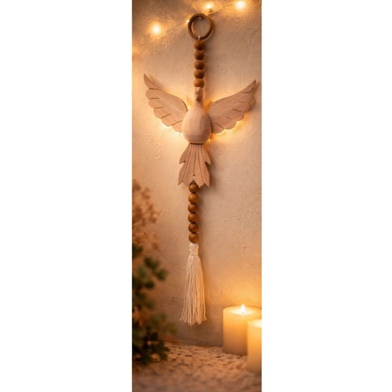 Pêndulo Decorativo Divino Espírito Santo em Madeira – Fé, Proteção e Harmonia decoração de sala
