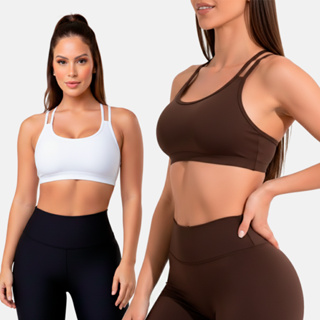 Top Fitness Feminino Alça Dupla Fina Academia Cropped Alcinha com Bojo Suplex Zero Transparência em Oferta na Shopee