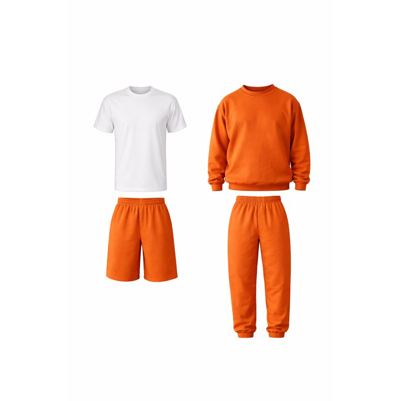 Kit Jumbo CDP 1 Camiseta Branca + 1 Bermuda + 1 Calça moletom+ 1 Blusa Moletom Penitenciaria Detento