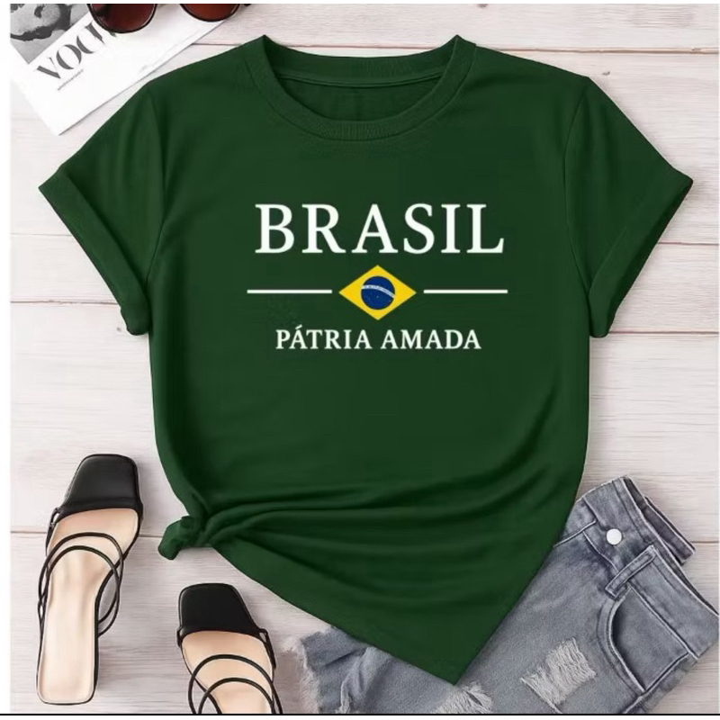 Camiseta Brasil Copa Do Mundo 2026 100% Algodao Olimpíadas T-shirt Menina Mulher Jogos Balada Conforto