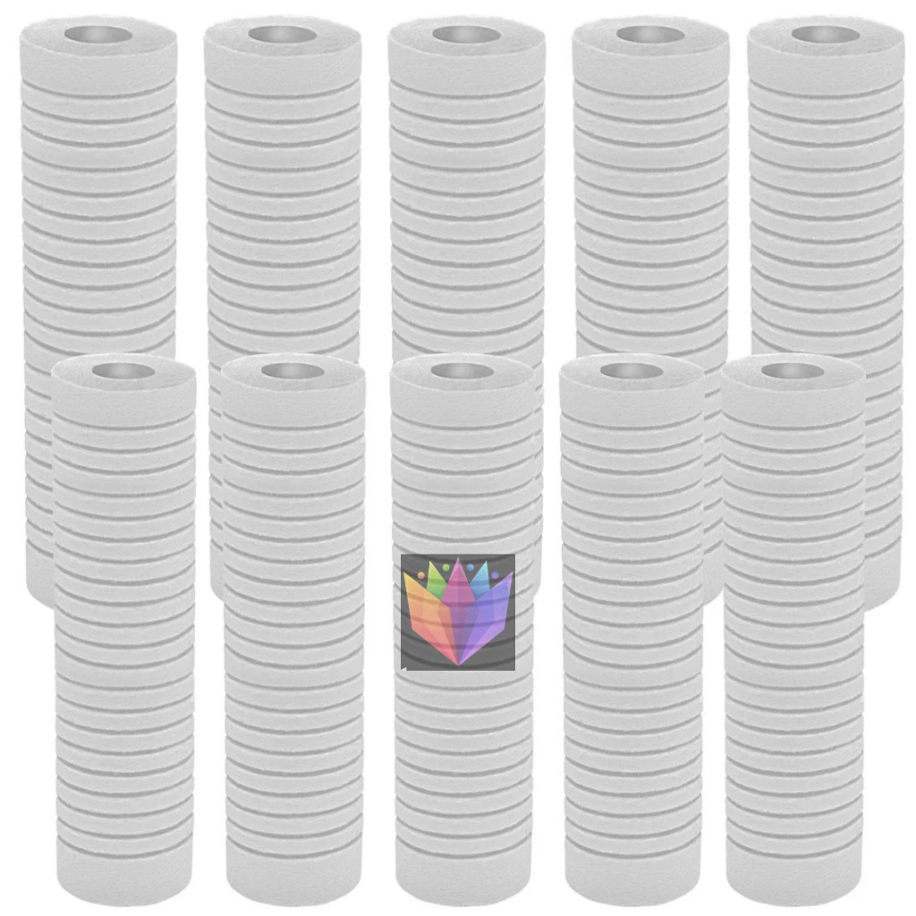 Kit 10 Refil Cartucho PP Ranhurado 9 3/4 Filtro Caixa D’Água Cavalete Alta Filtragem 0,5–50 Microns em Oferta na Shopee