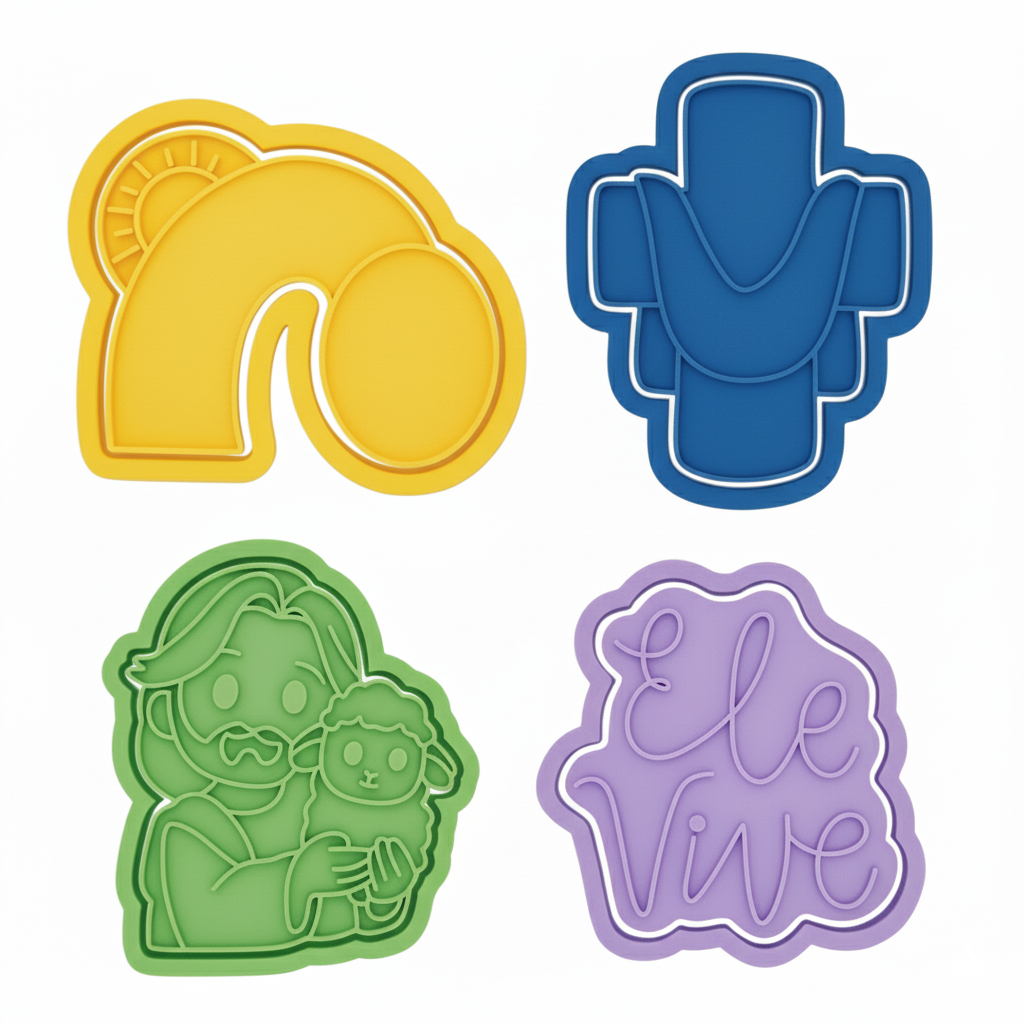 Kit 4 Cortador Marcador Páscoa Ovo Jesus Ele Vive Coelho Cookie Americana em Oferta na Shopee