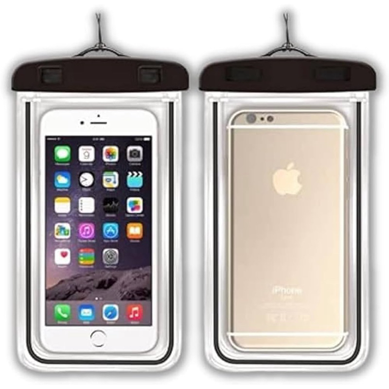 Duas Capas Celular Bolsa Case A Prova D'água Transparente Cor Universal Praia Piscina Viajar Promoção — imagem 2 de 2