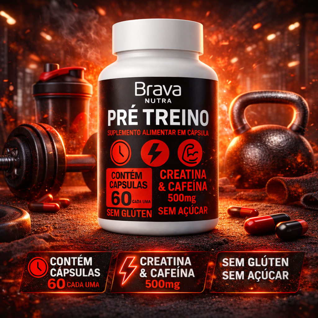 Pré-Treino | Cafeína + Creatina | Foco e Intensidade e Consistência. Envio Imediato !
