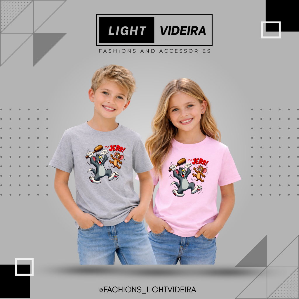 Camisa Infantil Tom e Jerry Estampa, Diversas Cores Disponíveis, Conforto e Estilo, Unissex, Camiseta algodão premium