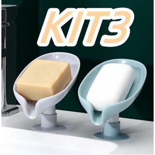 KIT 3 Saboneteira De Pia Escorra A Caixa ​De Sabão Para Banheiro Com Suporte Ventosa Form…