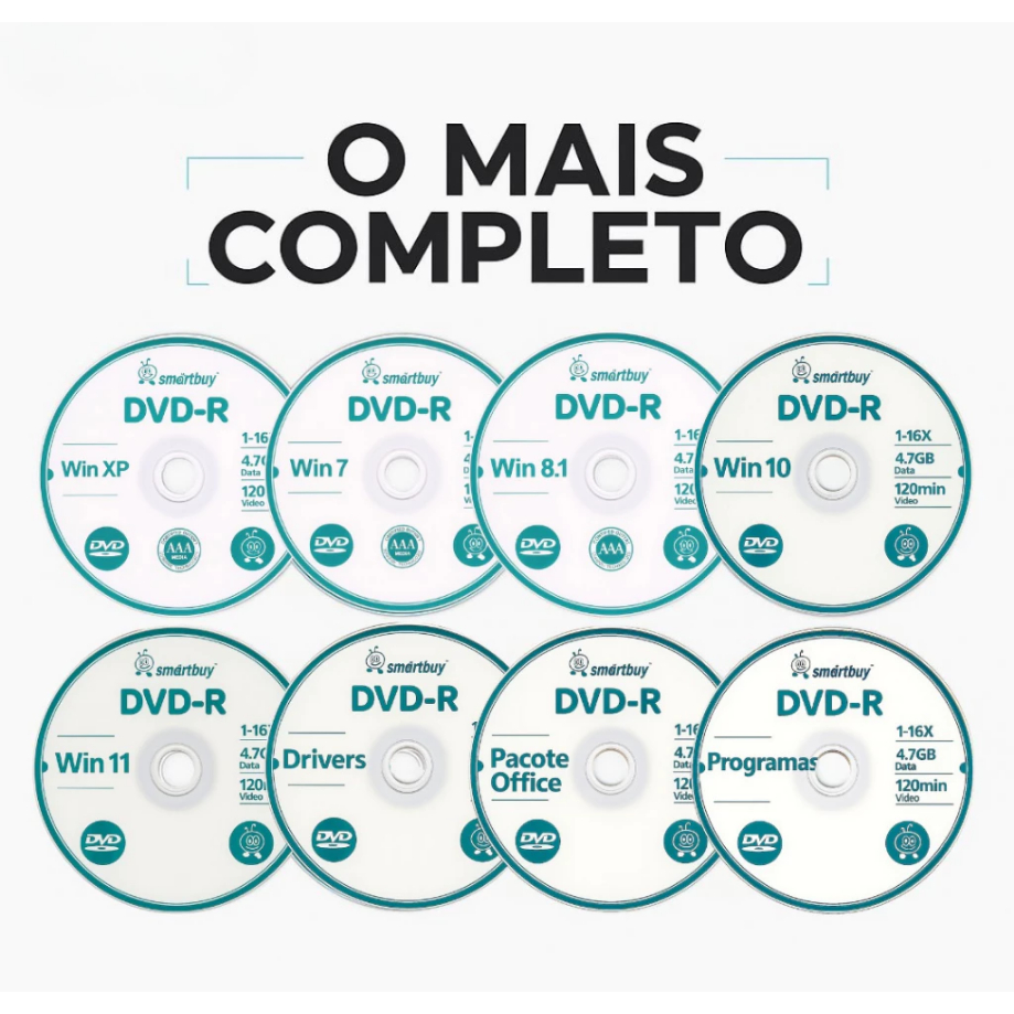 CD/DVD Formatação Sistemas Windws Desktop/Notebook | Escolha sua Versão